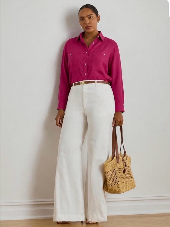 Ralph Lauren Pants - Lauren Ralph Lauren burgundy silk Blend button down shirt size 1X